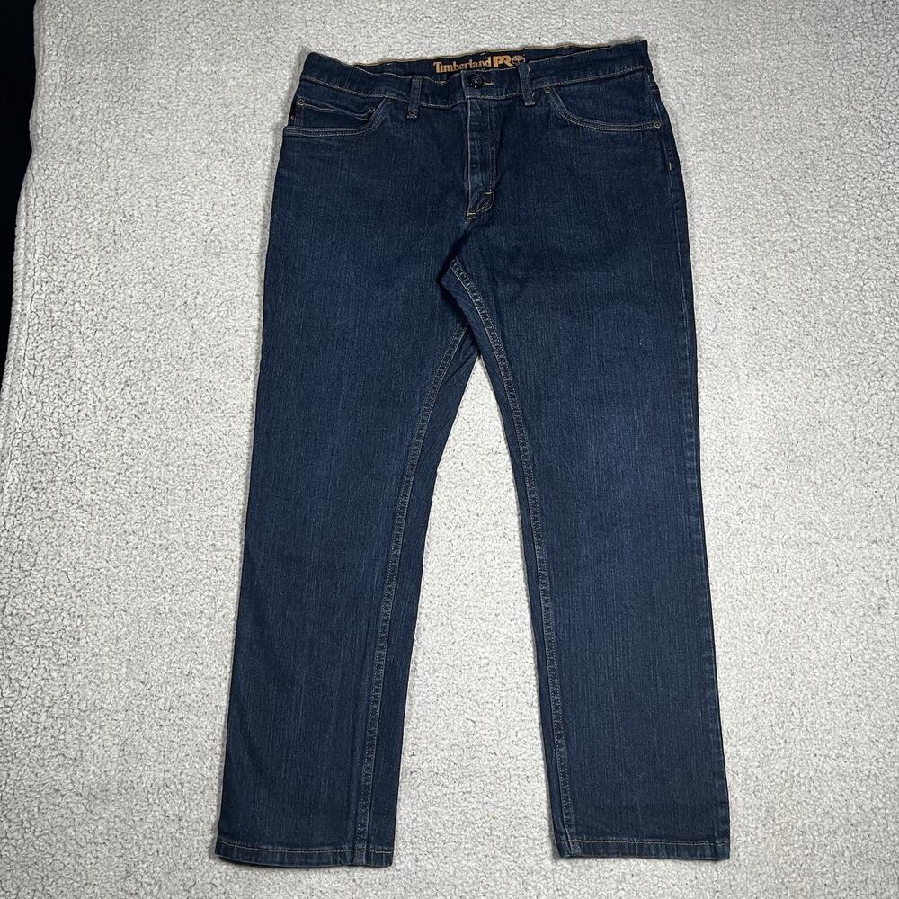 Timberland Pro Jeans Mens 38x30 Blue Dark Straight Leg Stretch Cotton Modern Fit